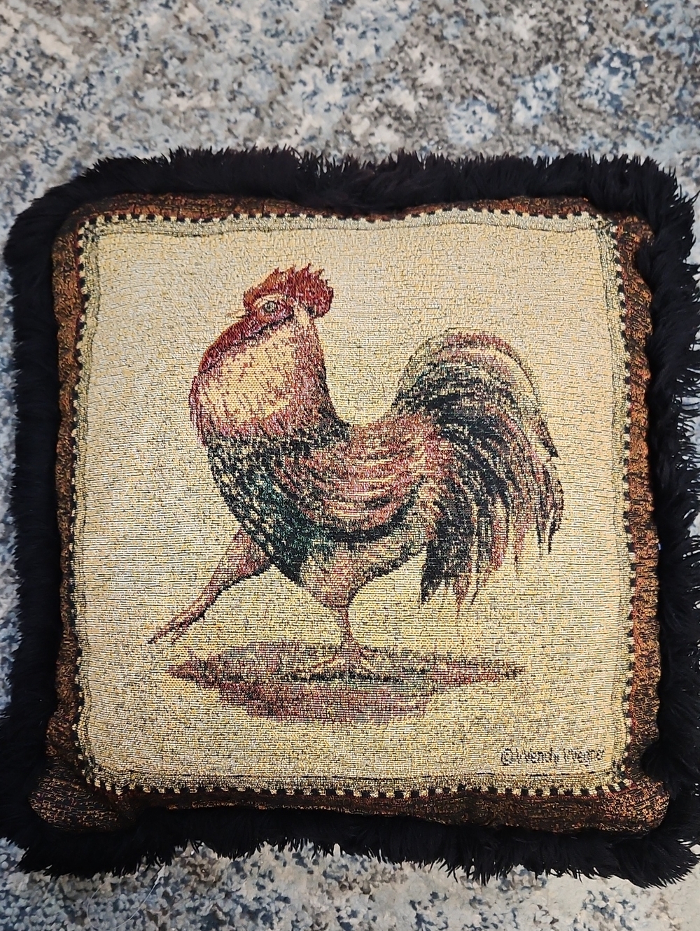 Vintage Rooster Tapestry Throw Pillow